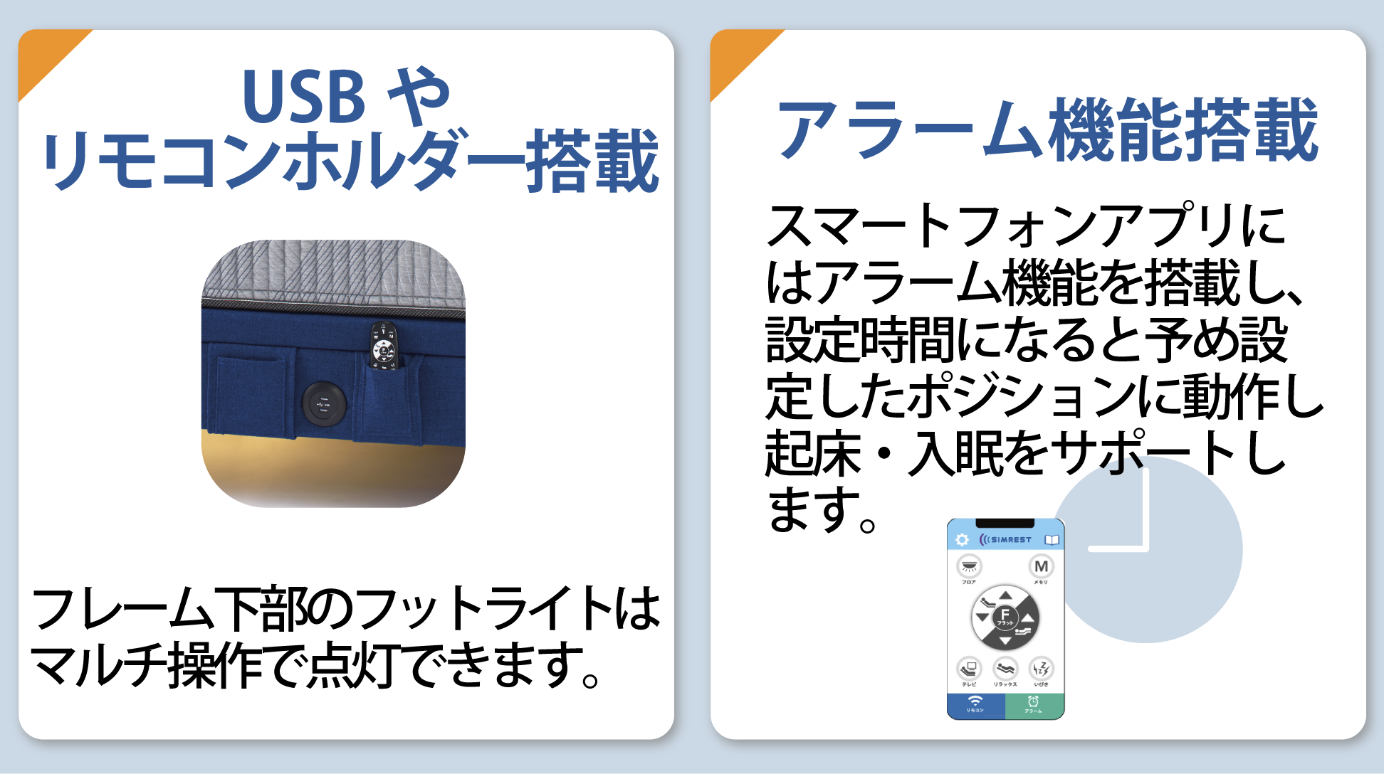 シモンズ|電動リクライニングベッドセット|シムレスト ブルー色|6.5 ノンキルト シングル
